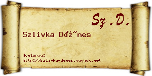 Szlivka Dénes névjegykártya