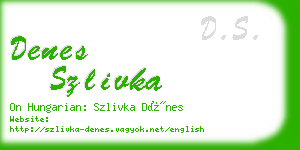 denes szlivka business card